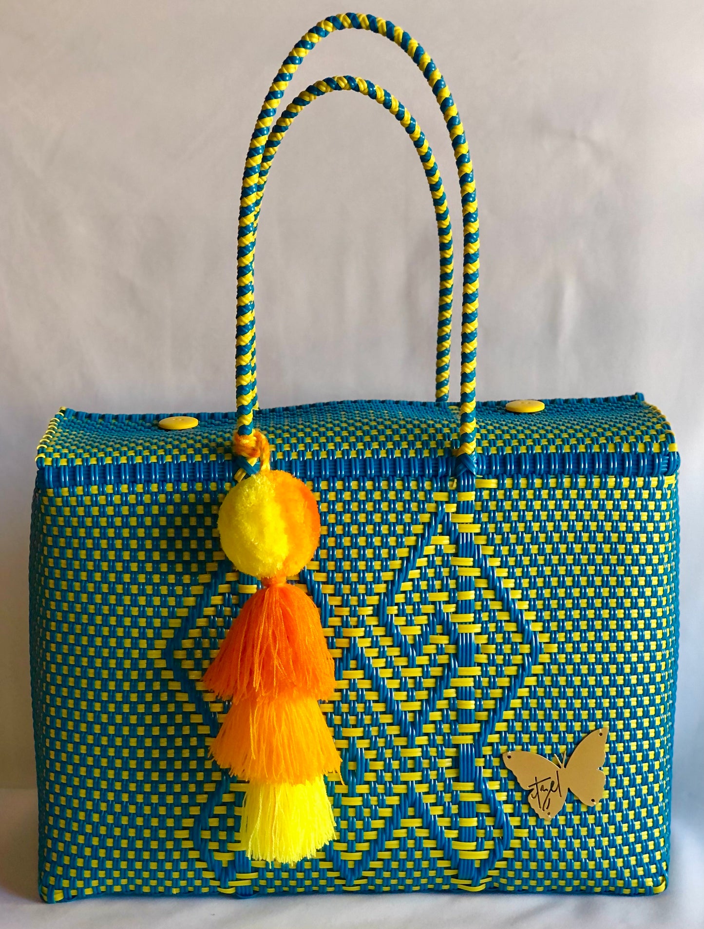 Turquoise with Yellow Bag