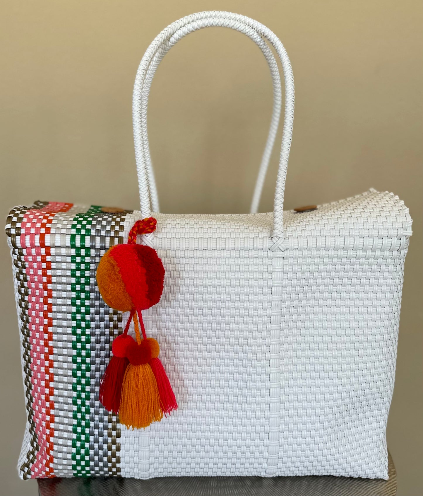 White with Color Stripes Bag